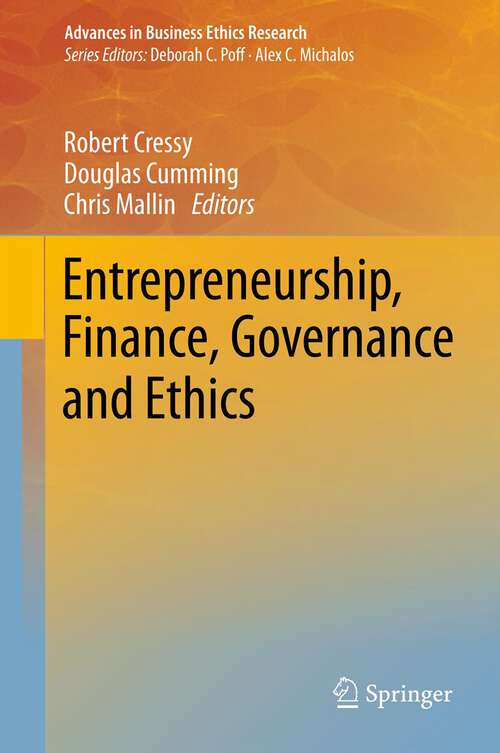 Book cover of Entrepreneurship, Finance, Governance and Ethics