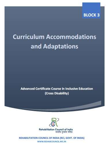Book cover of Block 3 - Curriculum Accommodations And Adaptations - RCI (Advanced Certificate in Inclusive Education (Cross Disability))