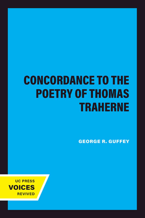 Book cover of A Concordance to the Poetry of Thomas Traherne