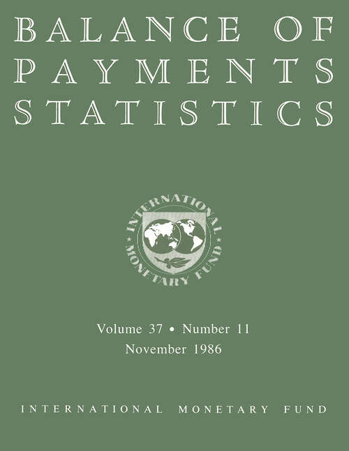 Book cover of Balance of Payments Statistics, Volume 37, November 1986: [subtitle]