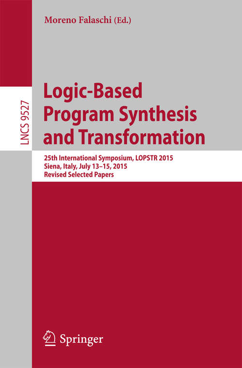 Book cover of Logic-Based Program Synthesis and Transformation