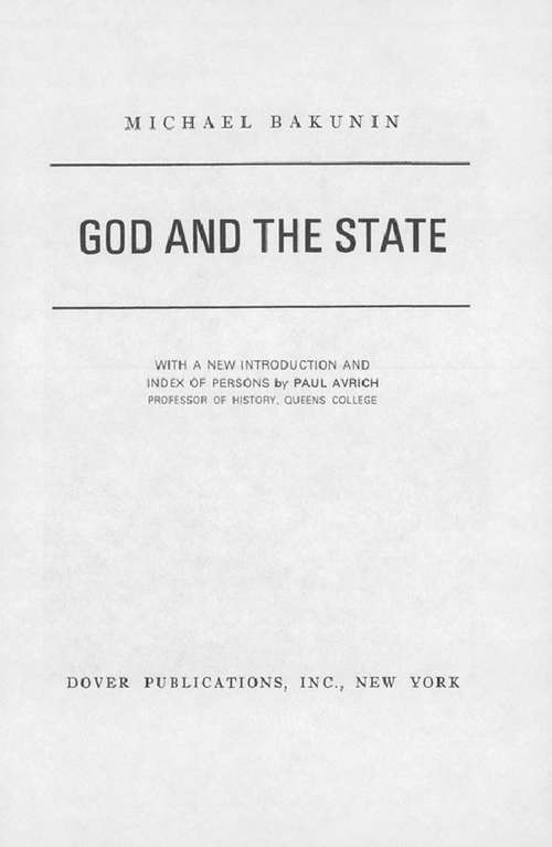 Book cover of God and the State