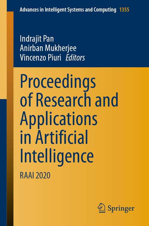 Proceedings of Research and Applications in Artificial Intelligence: RAAI 2020 (Advances in Intelligent Systems and Computing #1355)