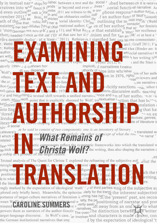 Book cover of Examining Text and Authorship in Translation