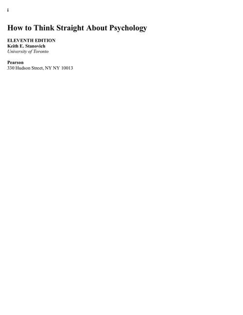Book cover of How to Think Straight About Psychology (Eleventh Edition)