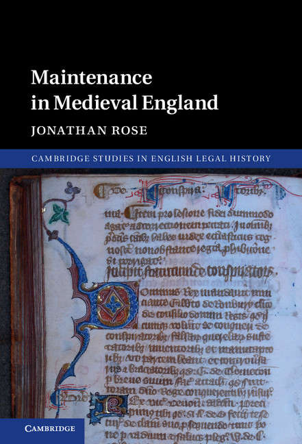 Book cover of Cambridge Studies in English Legal History: Maintenance in Medieval England