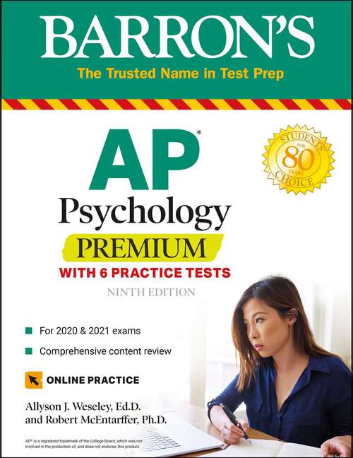 Book cover of AP Psychology Premium: With 6 Practice Tests (Ninth Edition) (Barron's Test Prep)