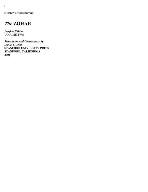 Book cover of The Zohar: Pritzker Edition, Volume Two (The zohar: Pritzker Edition Ser. #2)
