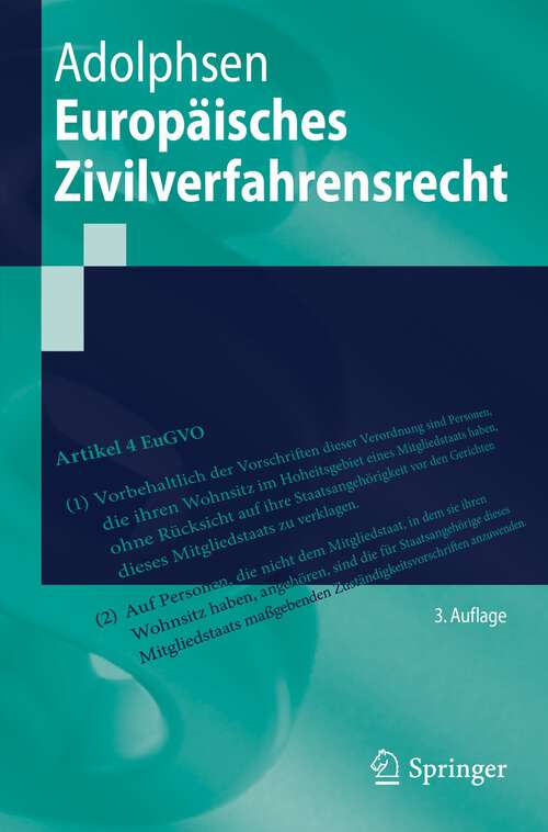 Book cover of Europäisches Zivilverfahrensrecht (3. Aufl. 2022) (Springer-Lehrbuch)