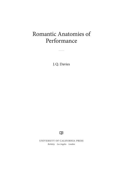 Book cover of Romantic Anatomies of Performance