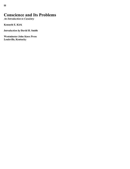 Book cover of Conscience And Its Problem: An Introduction To Casuistry (Library Of Theological Ethics)