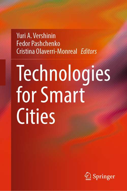 Book cover of Technologies for Smart Cities (1st ed. 2023)