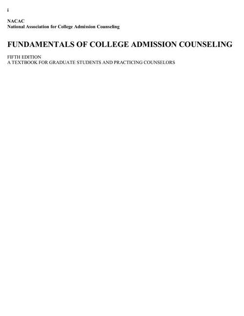 Book cover of Fundamentals Of College Admission Counseling (fifth Edition): A Textbook For Graduate Students And Practicing Counselors