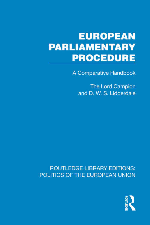 Book cover of European Parliamentary Procedure (1) (Routledge Library Editions: Politics of the European Union)