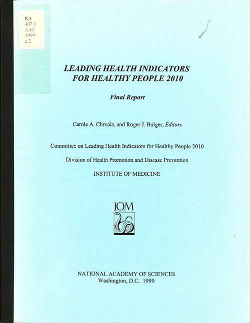 Book cover of Leading Health Indicators for Healthy People 2010: Final Report