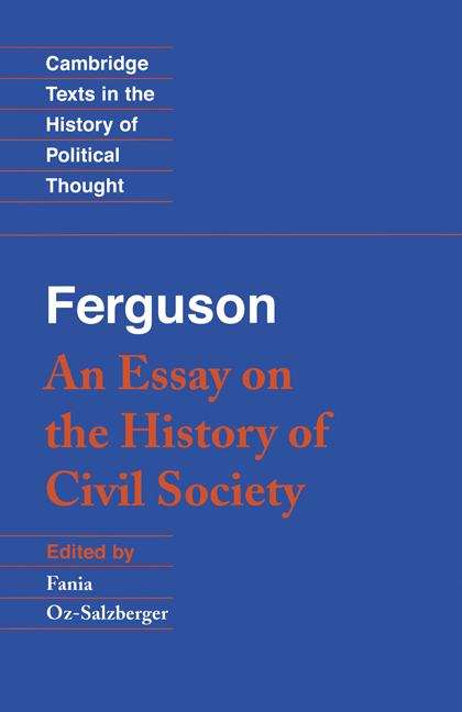 Book cover of Adam Ferguson: An Essay On The History Of Civil Society