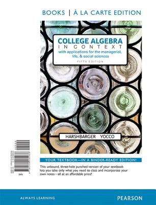 Book cover of College Algebra In Context (Fifth)