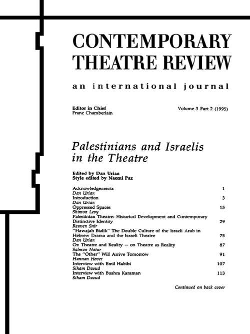 Book cover of Palestinians and Israelis in the Theatre