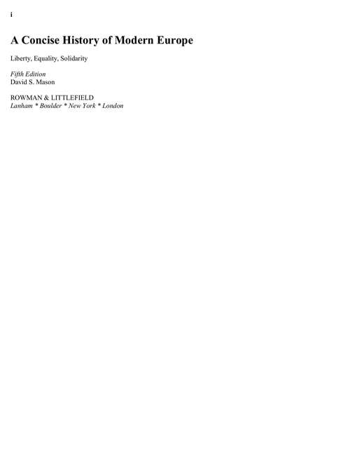Book cover of A Concise History Of Modern Europe: Liberty, Equality, Solidarity (5)