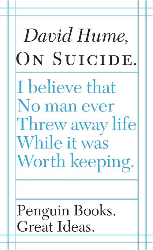 Book cover of On Suicide (Penguin Great Ideas)