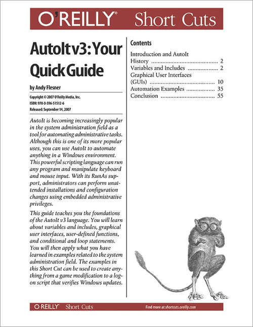 Book cover of AutoIt v3: Your Quick Guide