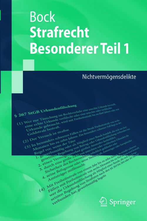 Book cover of Strafrecht Besonderer Teil 1: Nichtvermögensdelikte (Springer-Lehrbuch)
