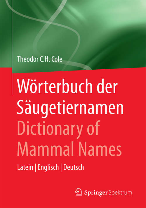 Book cover of Wörterbuch der Säugetiernamen - Dictionary of Mammal Names