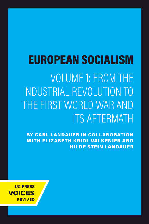 Book cover of European Socialism, Volume I: From the Industrial Revolution to the First World War and Its Aftermath