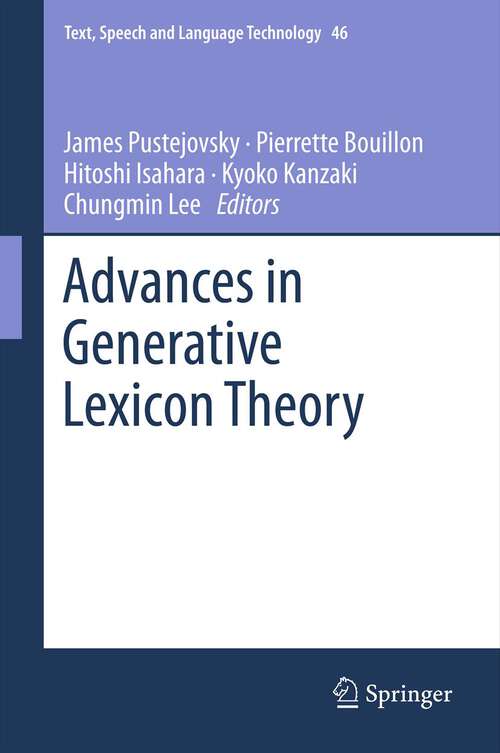 Book cover of Advances in Generative Lexicon Theory