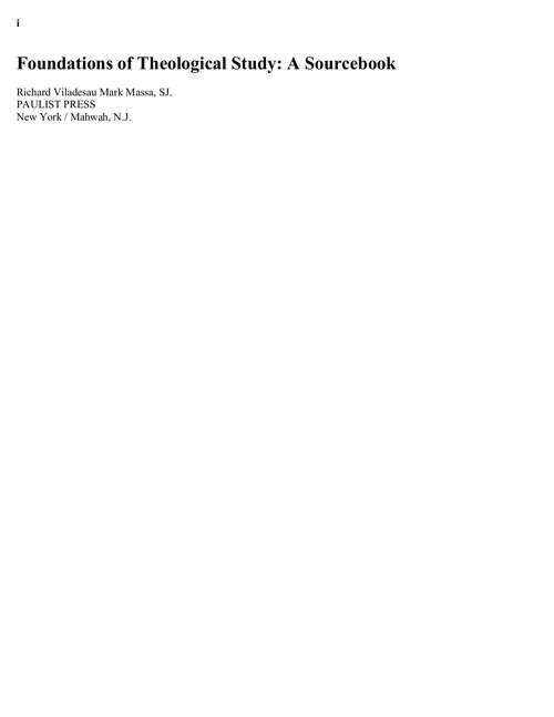 Book cover of Foundations Of Theological Study: A Sourcebook