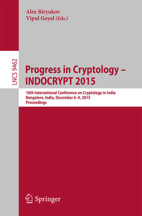 Book cover of Progress in Cryptology -- INDOCRYPT 2015