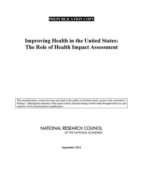 Book cover of Improving Health In The United States