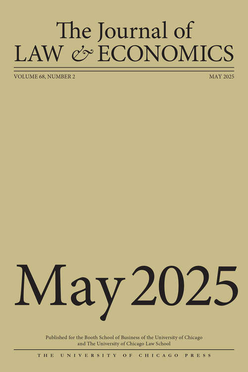 Book cover of The Journal of Law and Economics, volume 68 number 2 (May 2025)
