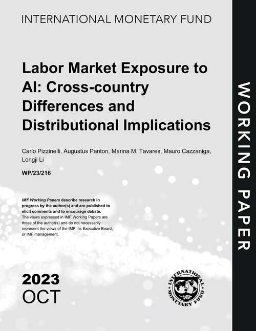 Book cover of Labor Market Exposure to AI: Cross-country Differences and Distributional Implications