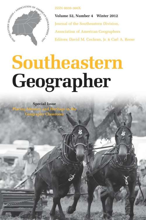 Southeastern Geographer, Volume 52, #4 (Winter #2012)