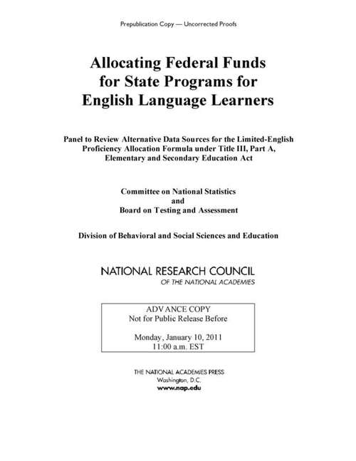 Book cover of Allocating Federal Funds for State Programs for English Language Learners