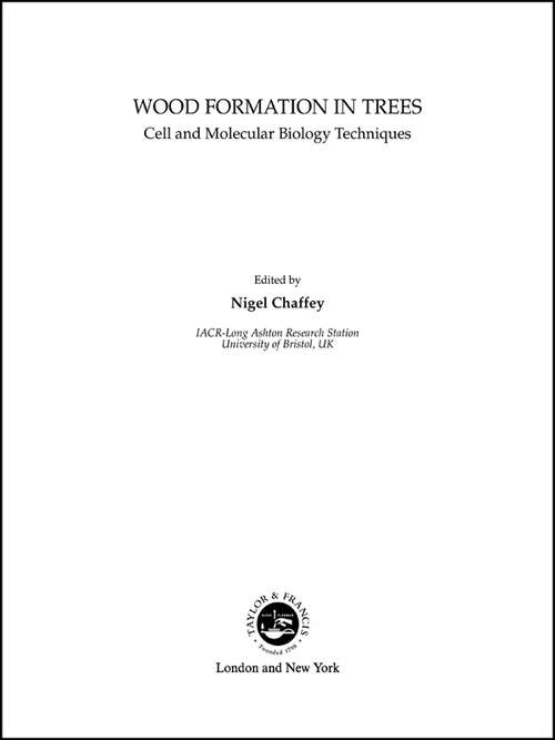 Book cover of Wood Formation in Trees: Cell and Molecular Biology Techniques