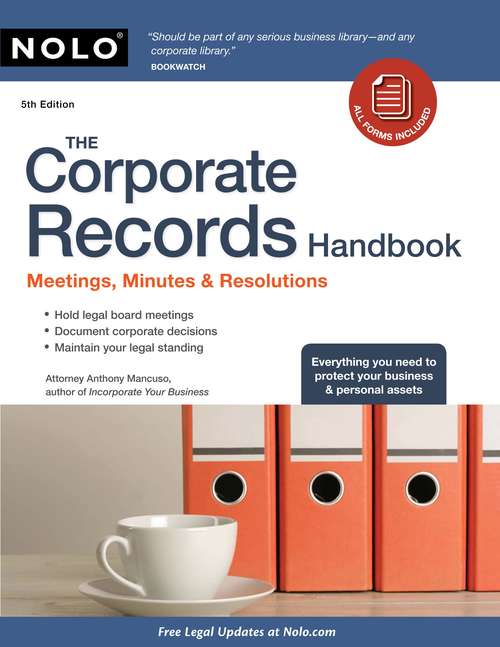 Book cover of Corporate Records Handbook, The