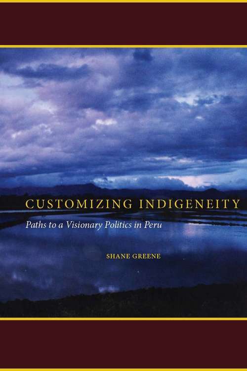 Book cover of Customizing Indigeneity: Paths to a Visionary Politics in Peru
