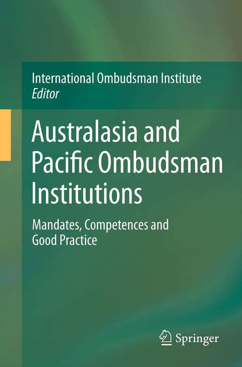 Book cover of Australasia and Pacific Ombudsman Institutions: Mandates, Competences and Good Practice