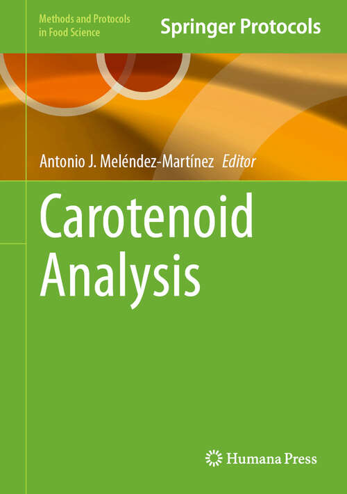 Book cover of Carotenoid Analysis (Methods and Protocols in Food Science)