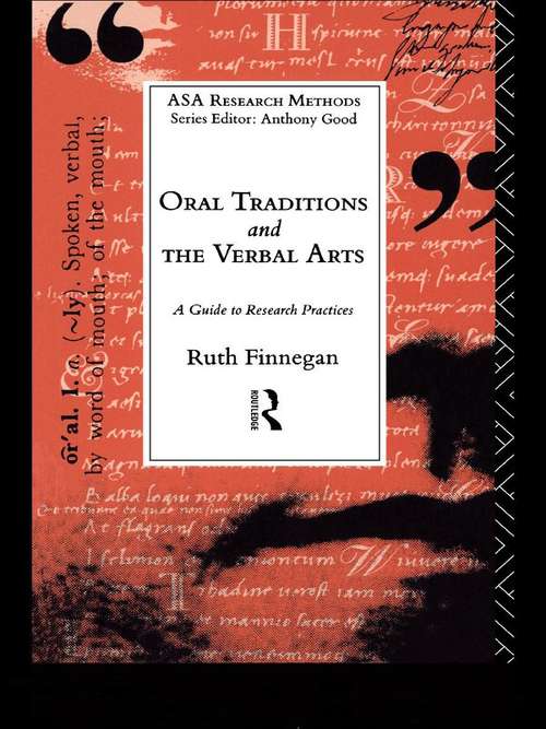 Book cover of Oral Traditions and the Verbal Arts: A Guide to Research Practices (The ASA Research Methods)