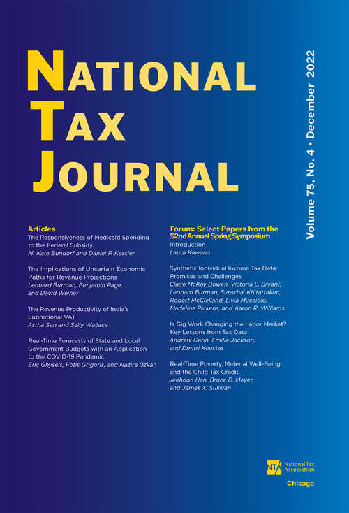 Book cover of National Tax Journal, volume 75 number 4 (December 2022)