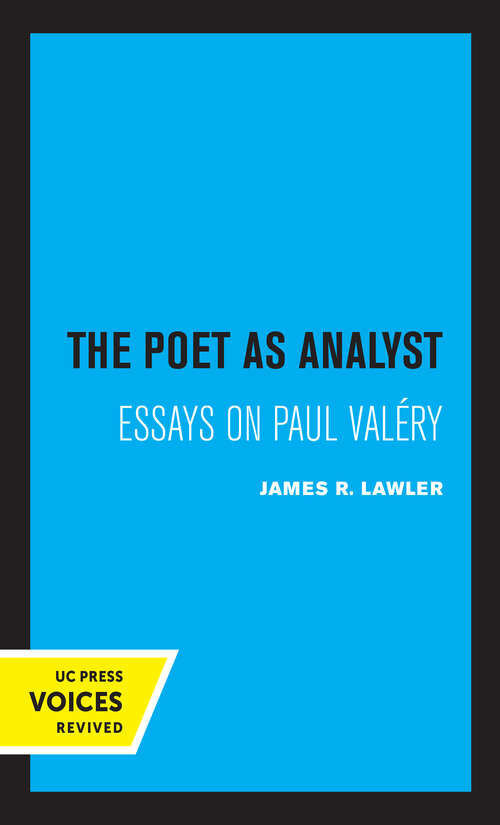 Book cover of The Poet as Analyst: Essays on Paul Valery