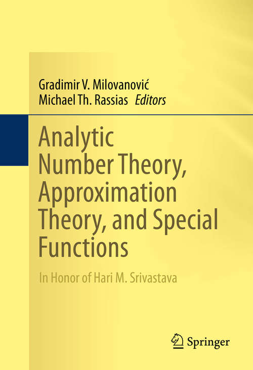Book cover of Analytic Number Theory, Approximation Theory, and Special Functions