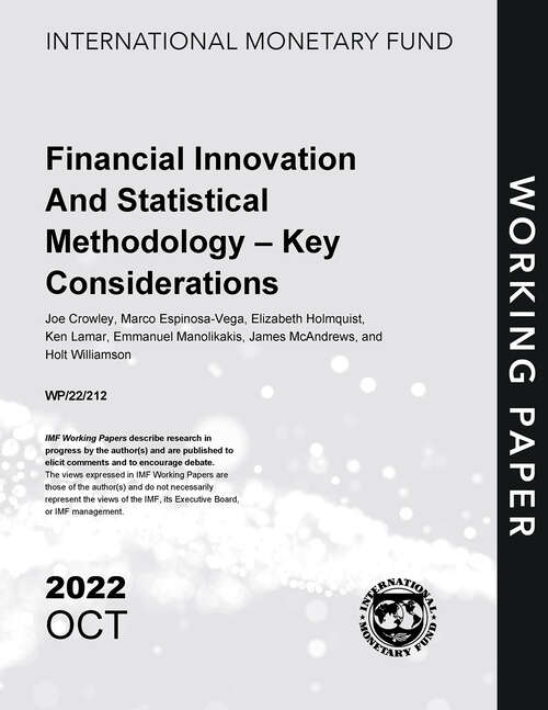 Book cover of Financial Innovation and Statistical Methodological Guidance—Key Considerations (Imf Working Papers)