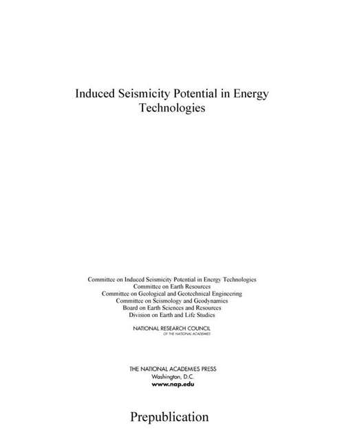 Book cover of Induced Seismicity Potential in Energy Technologies