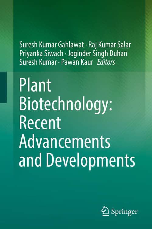 Book cover of Plant Biotechnology: Recent Advancements and Developments