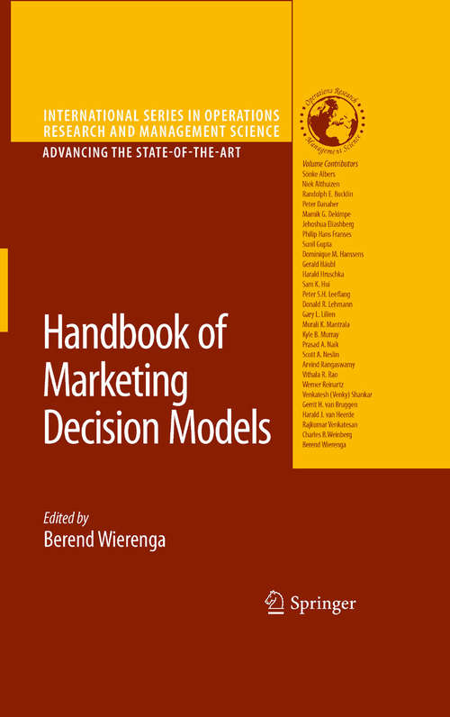 Book cover of Handbook of Marketing Decision Models