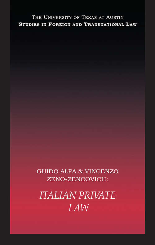 Book cover of Italian Private Law: Sketches Of The New Italian Private Law (UT Austin Studies in Foreign and Transnational Law)